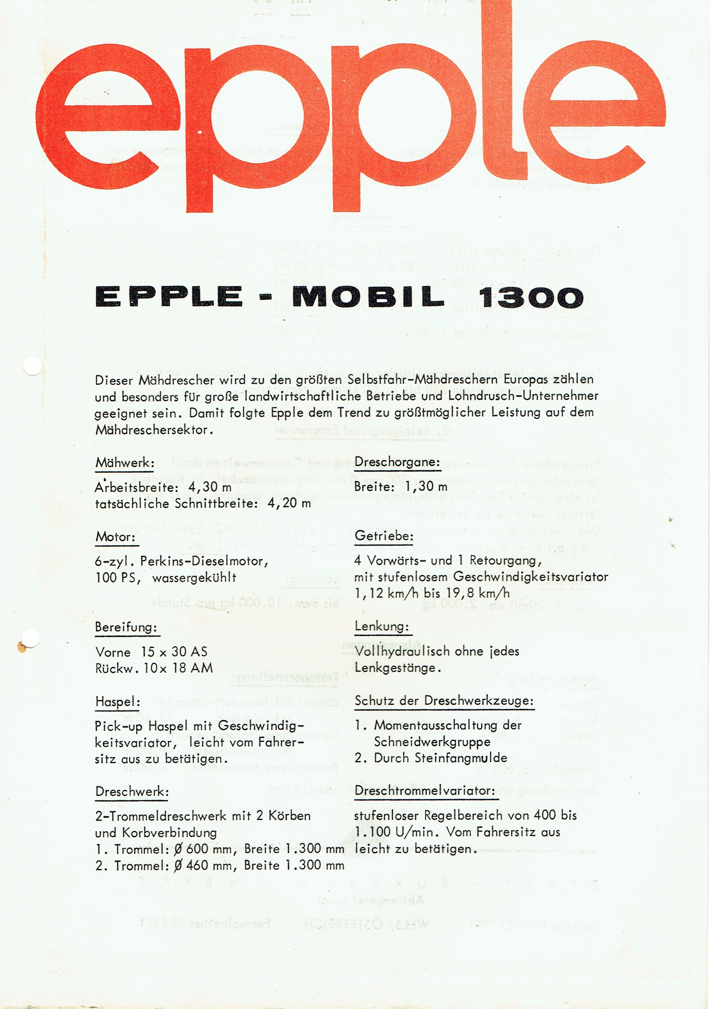 Epple-Buxbaum-Werke Epple Mobil 1300 (Mähdrescherarchiv Kühnstetter CC BY-NC-SA)