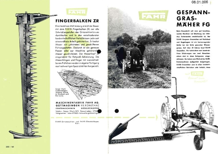 Gespann-Grasmäher FG (Ausstellung und Archiv des Vereins FAHR-Schlepper-Freunde CC BY-NC-SA)
