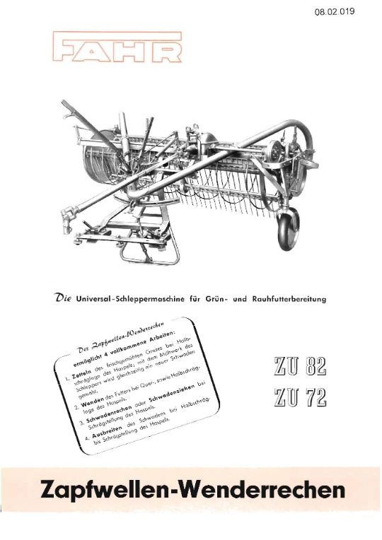 Zapfwellen-Wenderrechen ZU 72 (Ausstellung und Archiv des Vereins FAHR-Schlepper-Freunde CC BY-NC-SA)