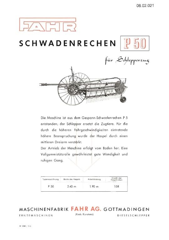 Schwadenrechen für Schlepperzug  P 50 (Ausstellung und Archiv des Vereins FAHR-Schlepper-Freunde CC BY-NC-SA)