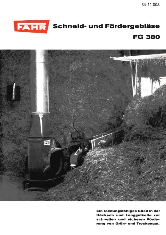 Schneid- und Fördergebläse FG 380 (Ausstellung und Archiv des Vereins FAHR-Schlepper-Freunde CC BY-NC-SA)
