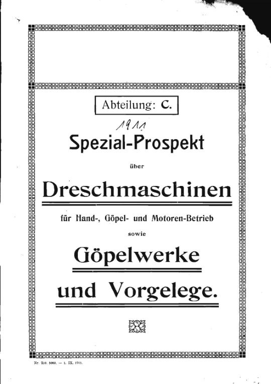 FAHR-Dreschmaschinen-Prospekt (Ausstellung und Archiv des Vereins FAHR-Schlepper-Freunde CC BY-NC-SA)