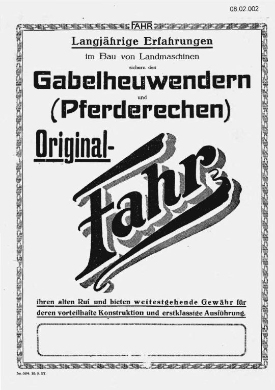 Gabellheuwender &quot;Original FAHR&quot; (Ausstellung und Archiv des Vereins FAHR-Schlepper-Freunde CC BY-NC-SA)