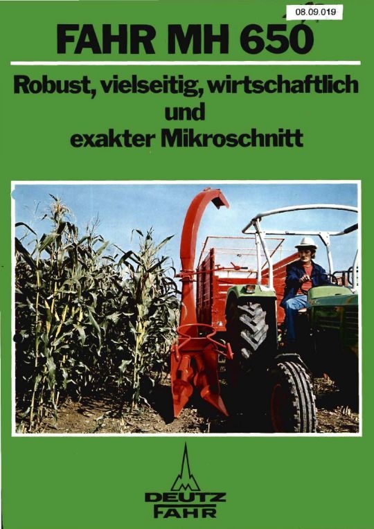 Maishäcksler MH 650 (Ausstellung und Archiv des Vereins FAHR-Schlepper-Freunde CC BY-NC-SA)