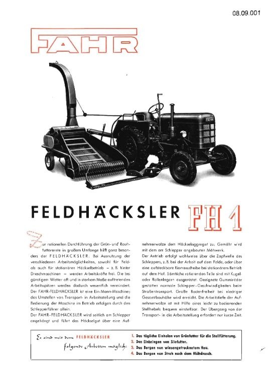 Feldhäcksler FH 1 (Ausstellung und Archiv des Vereins FAHR-Schlepper-Freunde CC BY-NC-SA)