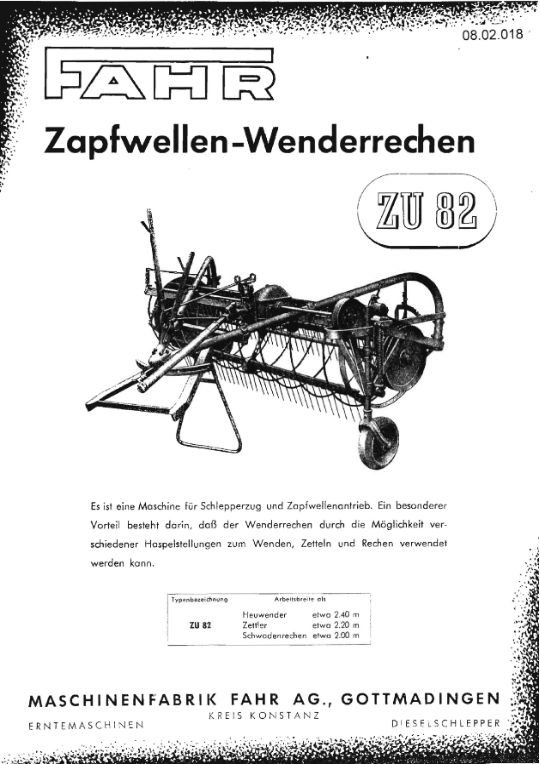 Zapfwellen-Wenderrechen ZU 82 (Ausstellung und Archiv des Vereins FAHR-Schlepper-Freunde CC BY-NC-SA)