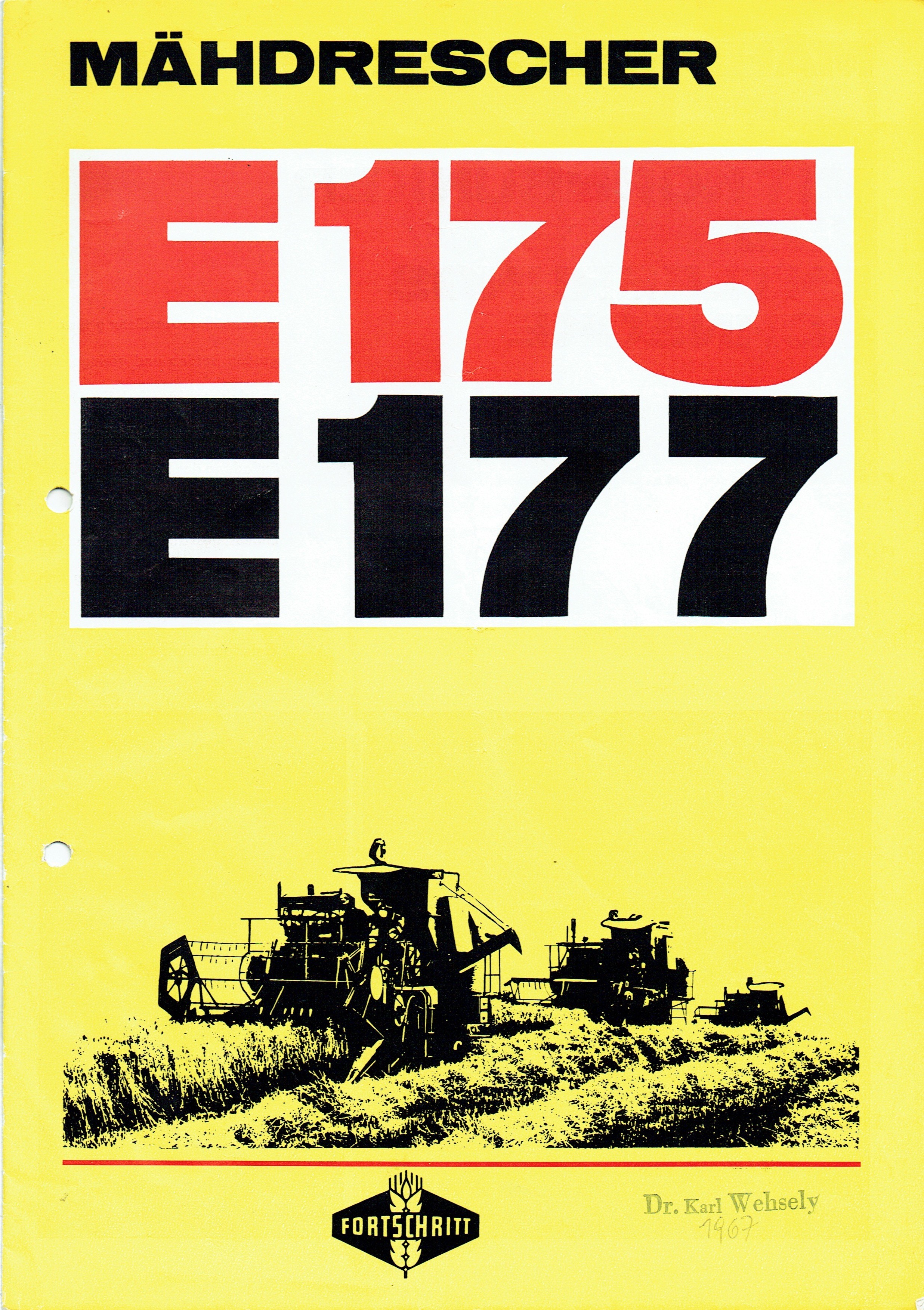 VEB Fortschritt Erntebergungsmaschinen E175 / E177 (Mähdrescherarchiv Kühnstetter CC BY-NC-SA)
