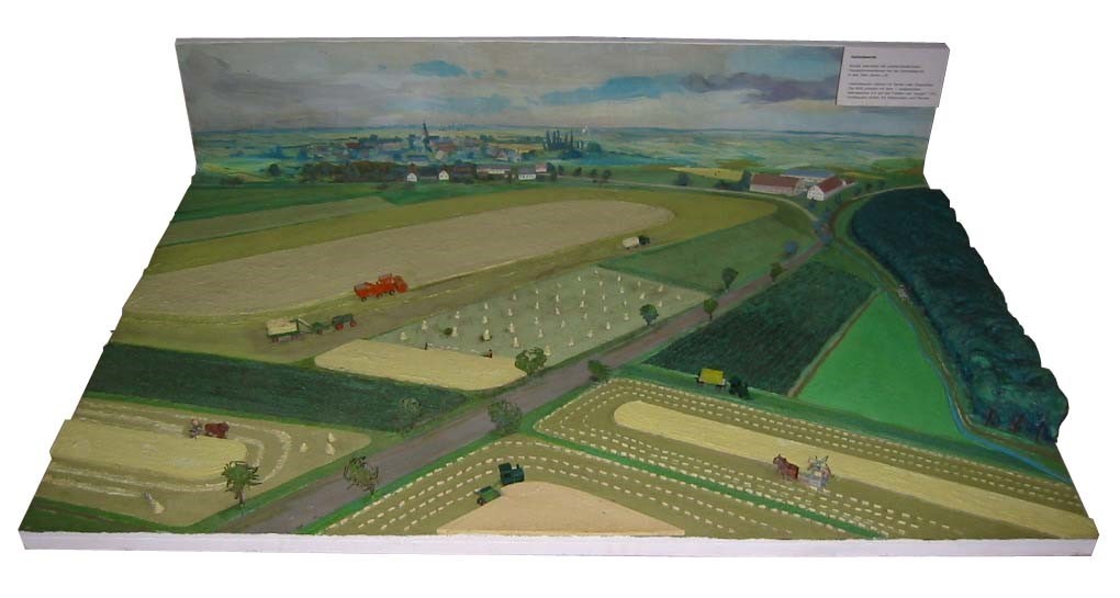 Modell Getreideernte 1950er Jahre (Deutsches Landwirtschaftsmuseum Schloss Blankenhain CC BY-NC-SA)