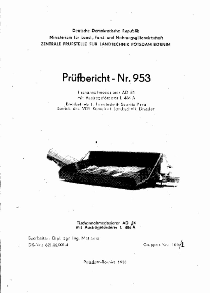 Tischannahmedosierer AD 84 mit Austrageförderer L 486 A (Deutsches Landwirtschaftsmuseum Hohenheim CC BY-NC-SA)