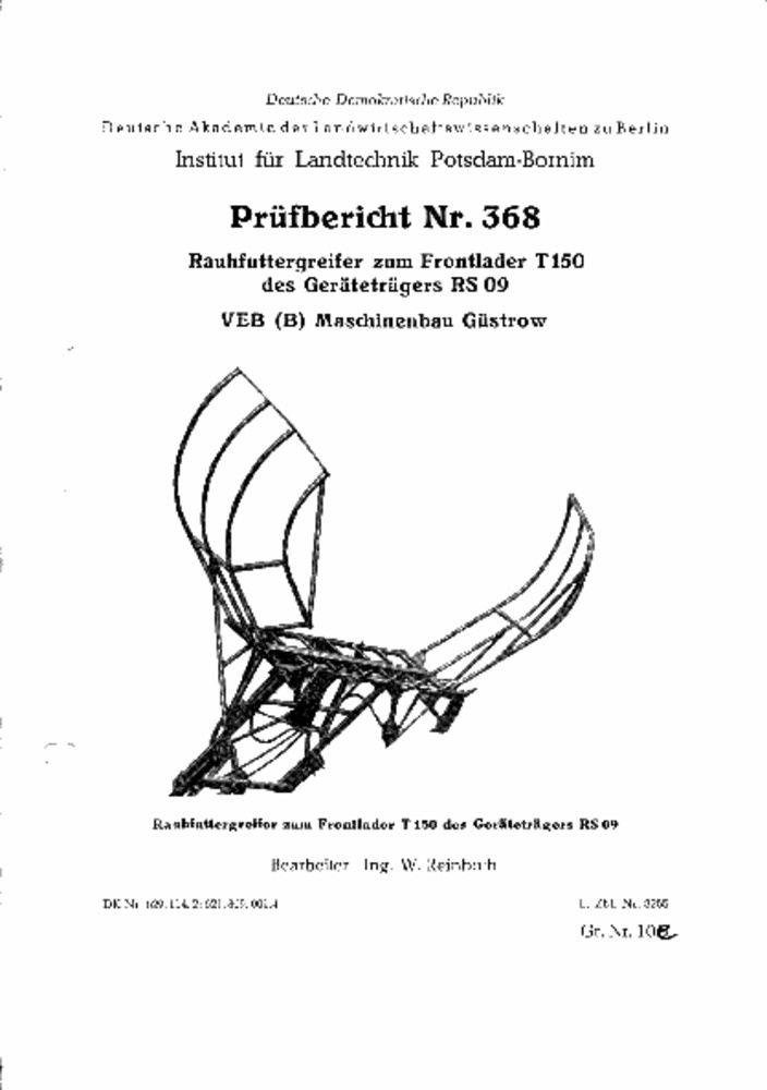 Rauhfuttergreifer zum Frontlader T 150 (Deutsches Landwirtschaftsmuseum Hohenheim CC BY-NC-SA)