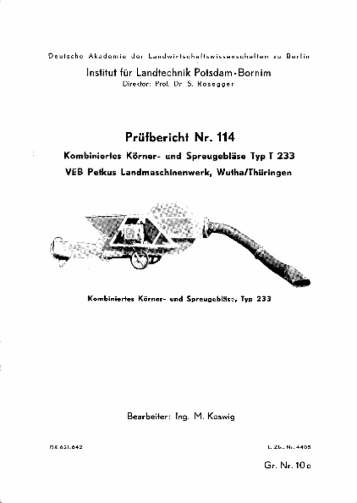 Kombiniertes Spreu- und Körnergebläse T 233 (Deutsches Landwirtschaftsmuseum Hohenheim CC BY-NC-SA)