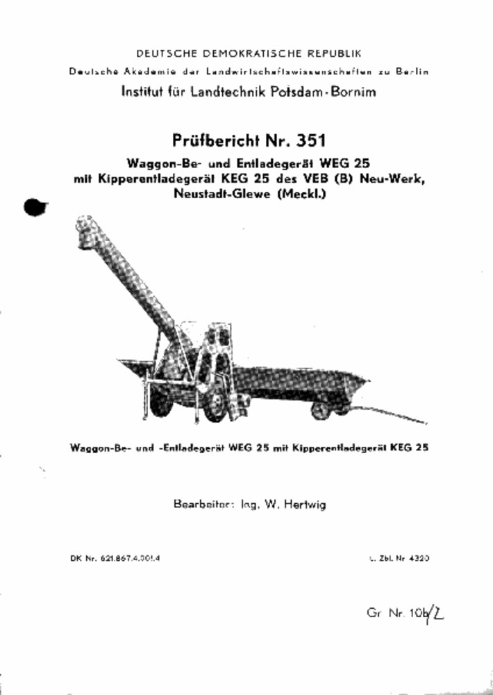 Waggon-Be- und Entladegerät WEG 25 mit Kippentladegerät KEG 25 (Deutsches Landwirtschaftsmuseum Hohenheim CC BY-NC-SA)