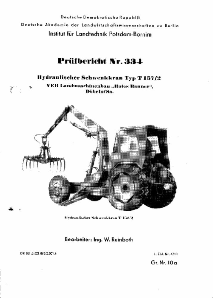 Hydraulischer Schwenkkran T 157/2 (Deutsches Landwirtschaftsmuseum Hohenheim CC BY-NC-SA)