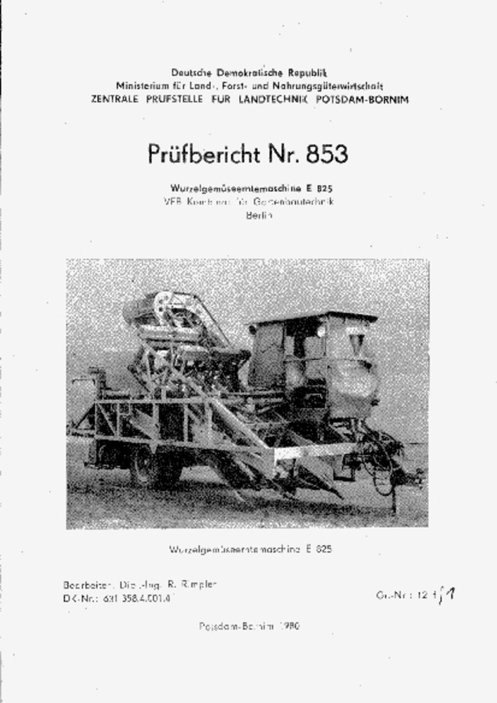 Wurzelgemüseerntemaschine E 825 (Deutsches Landwirtschaftsmuseum Hohenheim CC BY-NC-SA)