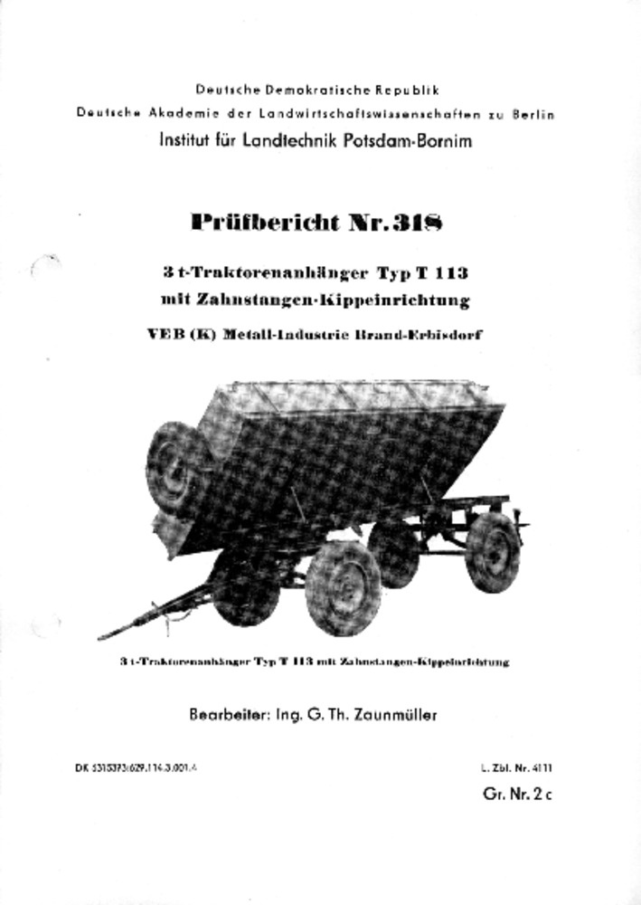 3 t- Traktorenanhänger T 113 (Deutsches Landwirtschaftsmuseum Hohenheim CC BY-NC-SA)