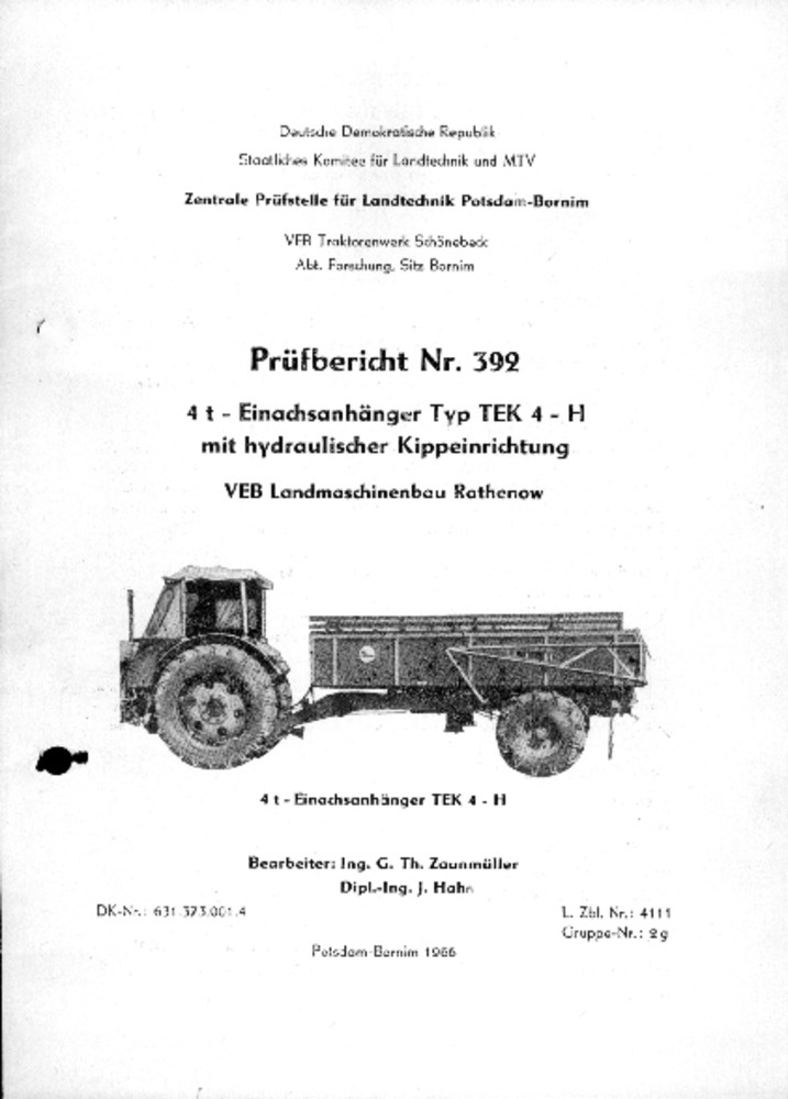 4 t-Einachsanhänger TEK 4-H (Deutsches Landwirtschaftsmuseum Hohenheim CC BY-NC-SA)