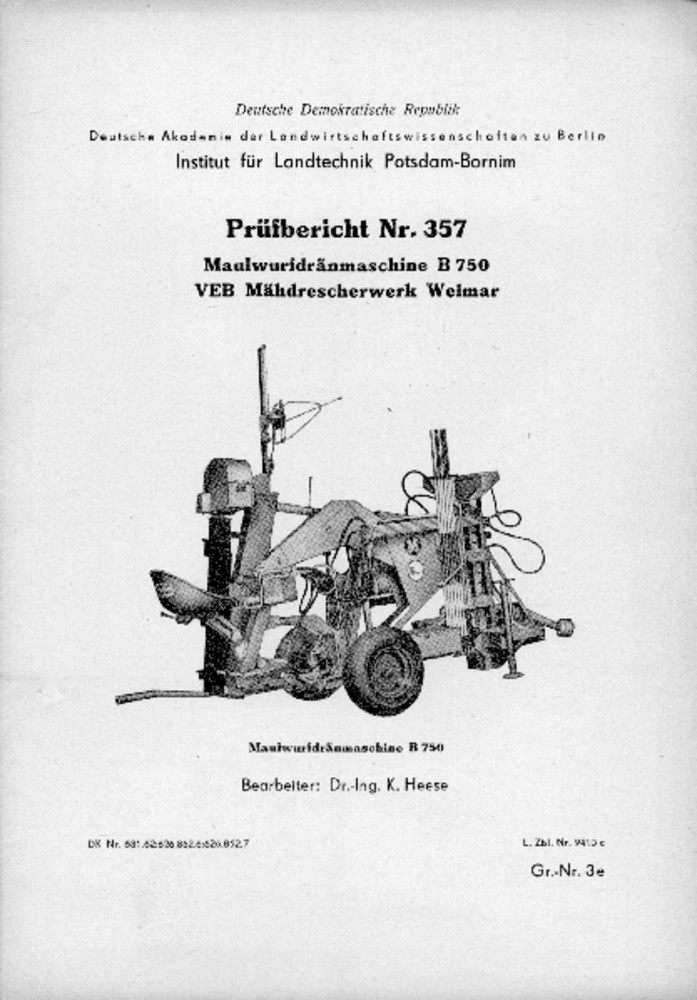 Maulwurfdränmaschine B 750 (Deutsches Landwirtschaftsmuseum Hohenheim CC BY-NC-SA)
