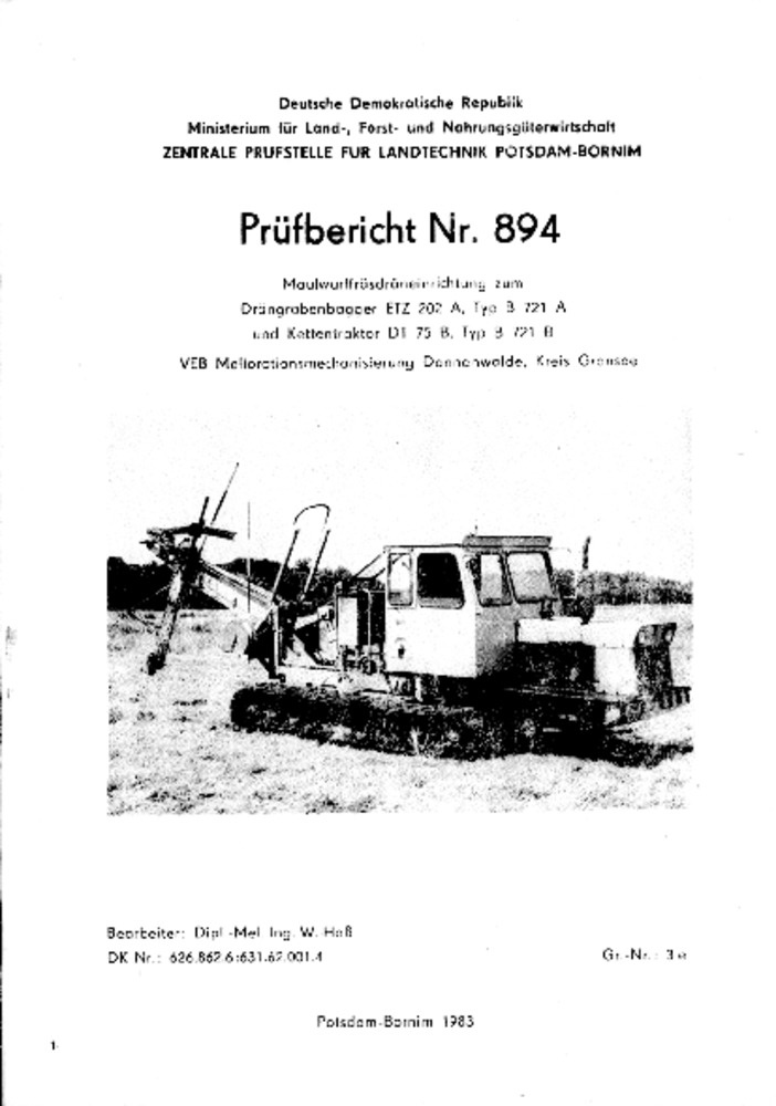 und zum Kettentraktor DT 75 B ( B 721 A und B) (Deutsches Landwirtschaftsmuseum Hohenheim CC BY-NC-SA)