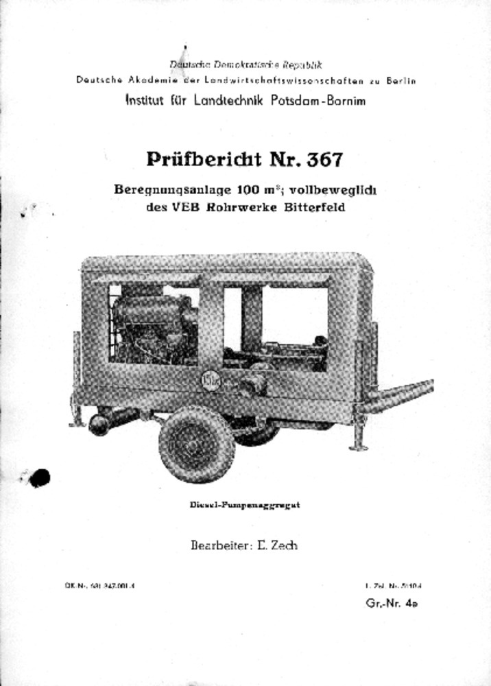 Beregnungsanlage 100 m³/ h (Deutsches Landwirtschaftsmuseum Hohenheim CC BY-NC-SA)