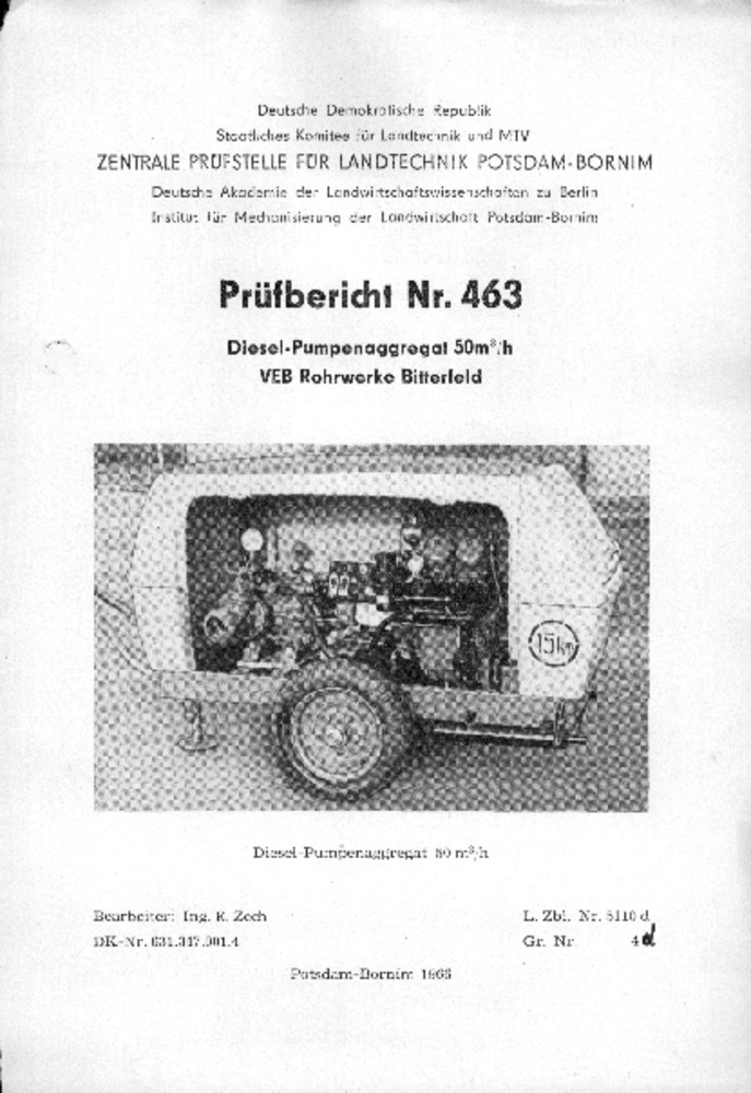 Diesel-Pumpenaggregat 50 m³/ h (Deutsches Landwirtschaftsmuseum Hohenheim CC BY-NC-SA)