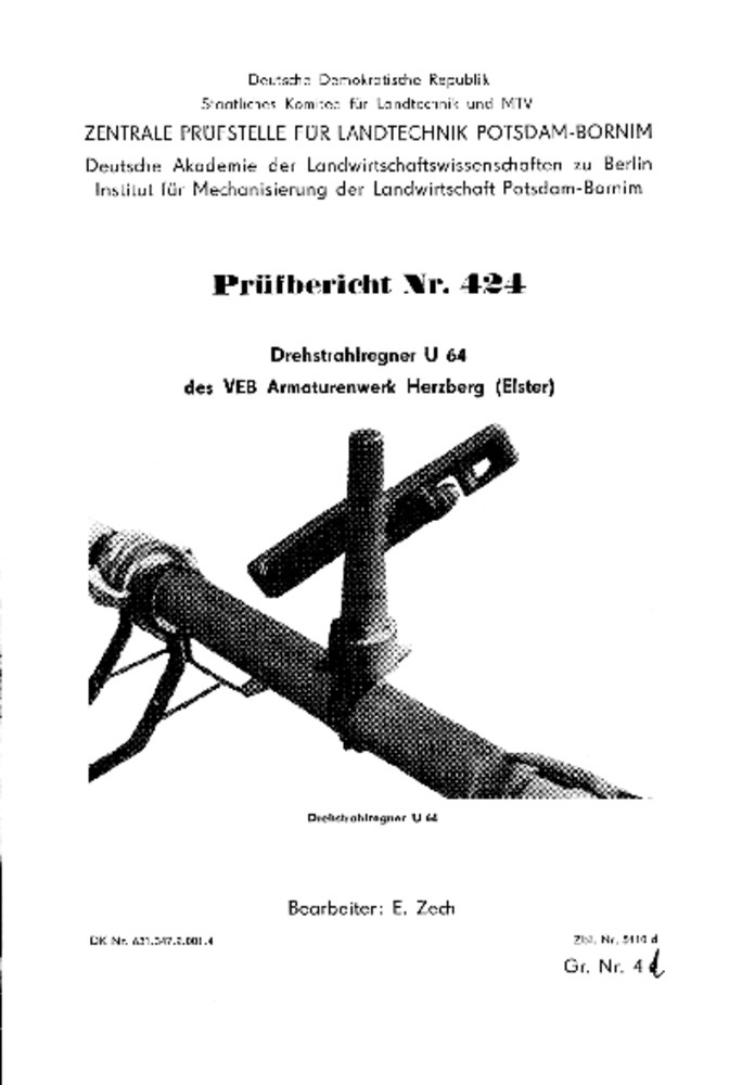 Drehstrahlregner U 64 (Deutsches Landwirtschaftsmuseum Hohenheim CC BY-NC-SA)