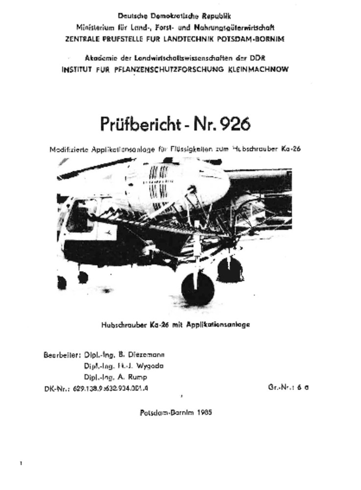 Applikationsanlage für Flüssigk. zum Hubschruber Ka-26 (Deutsches Landwirtschaftsmuseum Hohenheim CC BY-NC-SA)