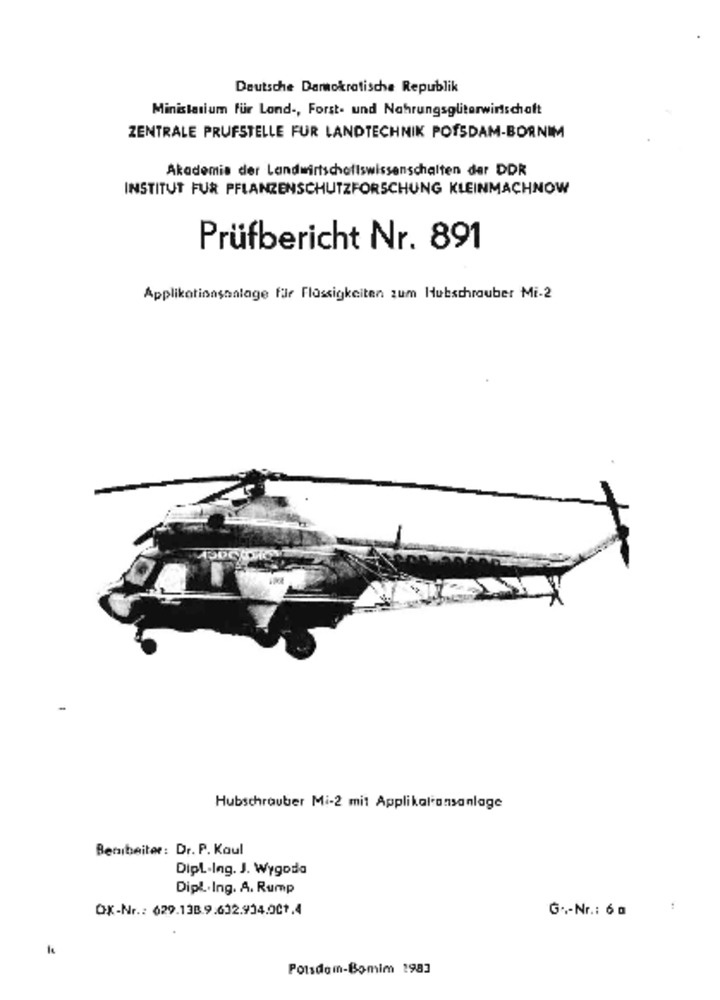 Applikationsanlage für Flüssigk. zum Hubschruber Mi-2 (Deutsches Landwirtschaftsmuseum Hohenheim CC BY-NC-SA)