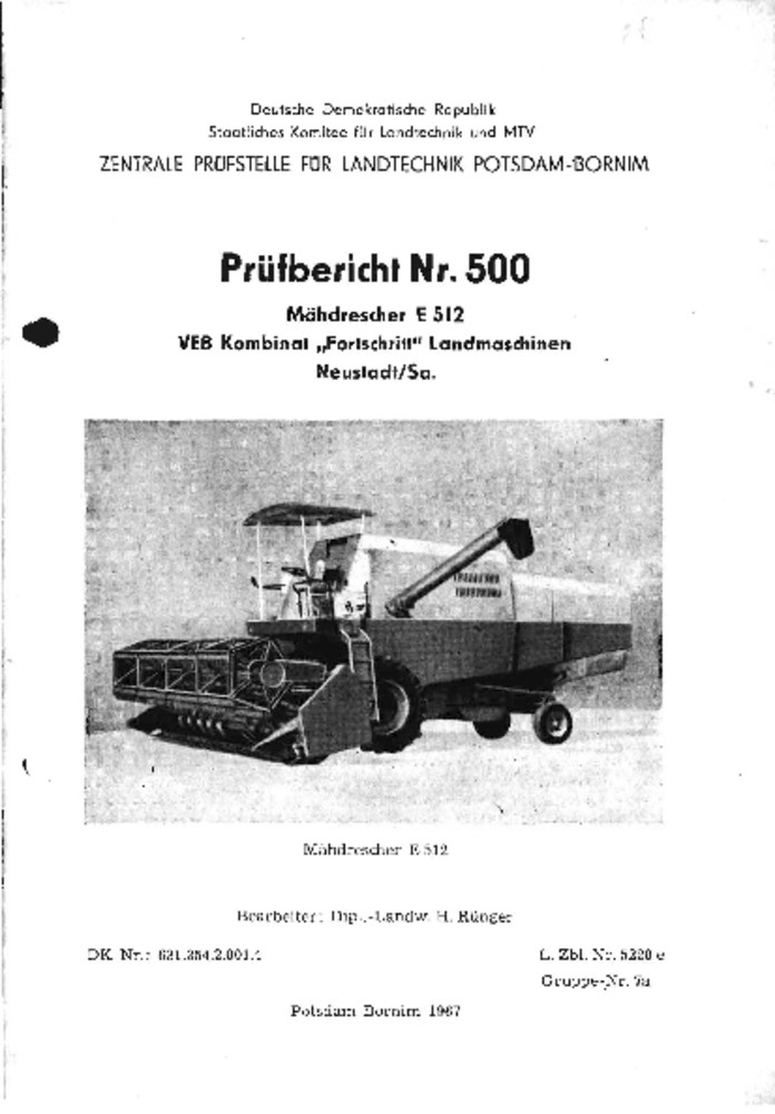 Mähdrescher E 512 (Deutsches Landwirtschaftsmuseum Hohenheim CC BY-NC-SA)