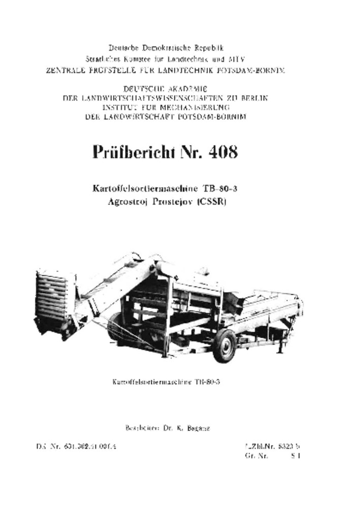 Kartoffelsortiermaschine TB-80-3 (Deutsches Landwirtschaftsmuseum Hohenheim CC BY-NC-SA)