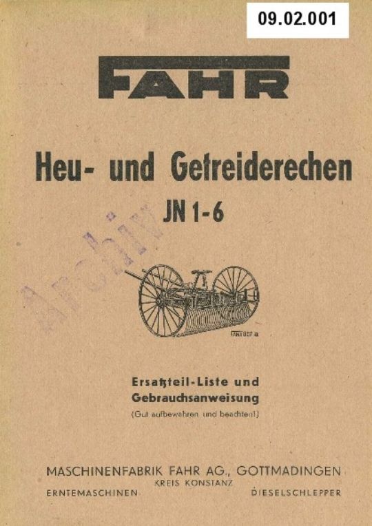 Heu- u. Getreiderechen JN 1-6 (Ausstellung und Archiv des Vereins FAHR-Schlepper-Freunde CC BY-NC-SA)