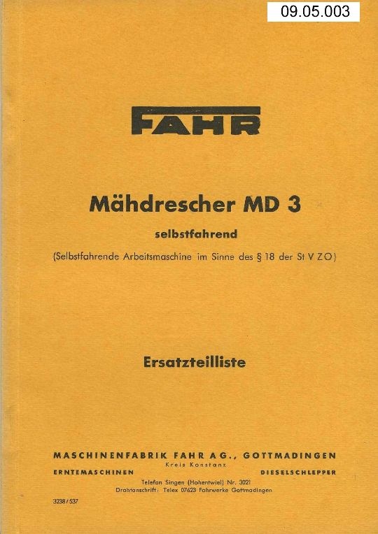 Mähdrescher MD 3 (Ausstellung und Archiv des Vereins FAHR-Schlepper-Freunde CC BY-NC-SA)