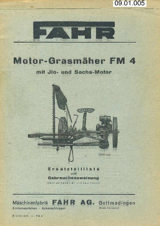 Motor-Grasmäher FM 4 (Ausstellung und Archiv des Vereins FAHR-Schlepper-Freunde CC BY-NC-SA)