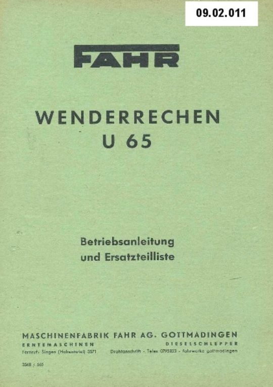 Wenderrechen U 65 (Ausstellung und Archiv des Vereins FAHR-Schlepper-Freunde CC BY-NC-SA)
