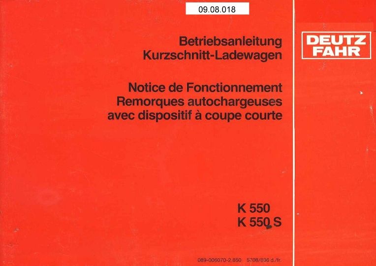 Kurzschnitt-Ladewagen K 550 (Ausstellung und Archiv des Vereins FAHR-Schlepper-Freunde CC BY-NC-SA)
