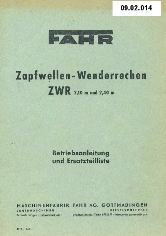 Zapfwellen-Wenderrechen ZWR (Ausstellung und Archiv des Vereins FAHR-Schlepper-Freunde CC BY-NC-SA)