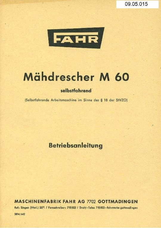 Mähdrescher M 60 (Ausstellung und Archiv des Vereins FAHR-Schlepper-Freunde CC BY-NC-SA)