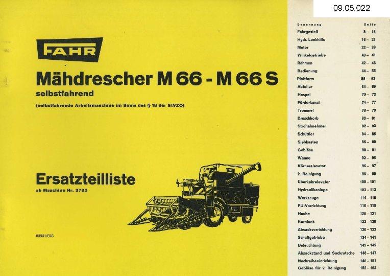 Mähdrescher M 66 S (Ausstellung und Archiv des Vereins FAHR-Schlepper-Freunde CC BY-NC-SA)