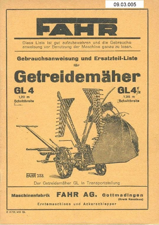 Getreidemäher GL 4  (Ausstellung und Archiv des Vereins FAHR-Schlepper-Freunde CC BY-NC-SA)