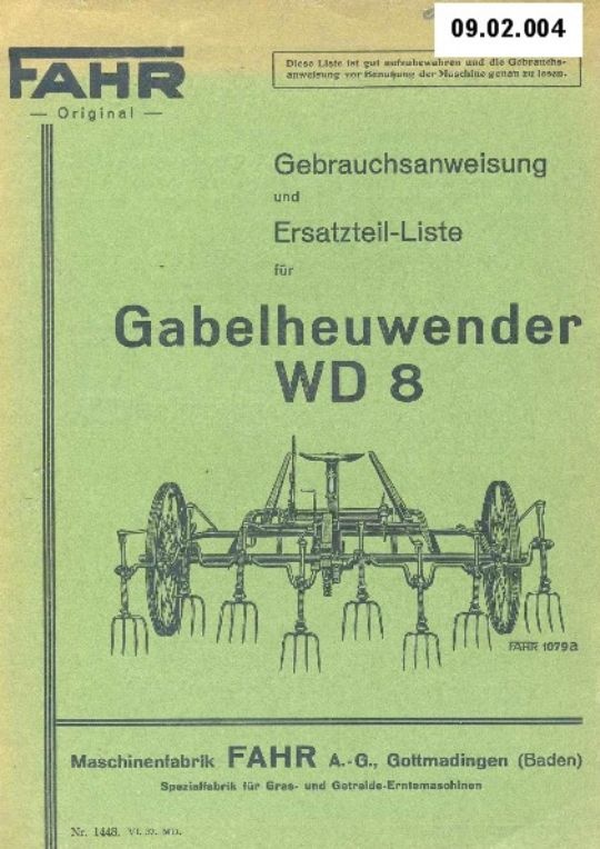 Gabelheuwender WD 8 (Ausstellung und Archiv des Vereins FAHR-Schlepper-Freunde CC BY-NC-SA)