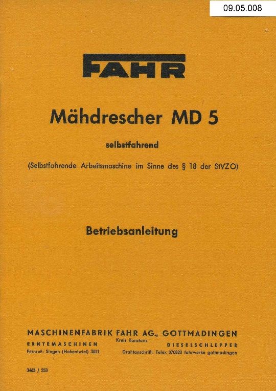 Mähdrescher MD 5 (Ausstellung und Archiv des Vereins FAHR-Schlepper-Freunde CC BY-NC-SA)
