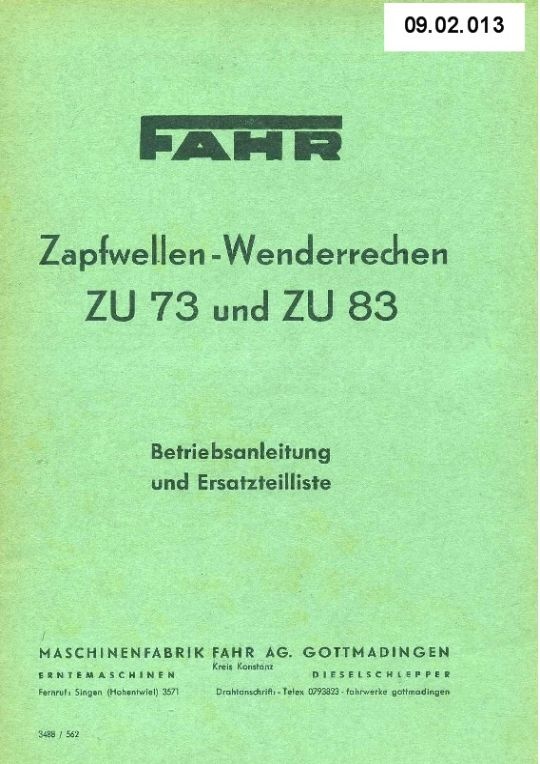 Zapfwellen-Wenderrechen ZU 73/83 (Ausstellung und Archiv des Vereins FAHR-Schlepper-Freunde CC BY-NC-SA)