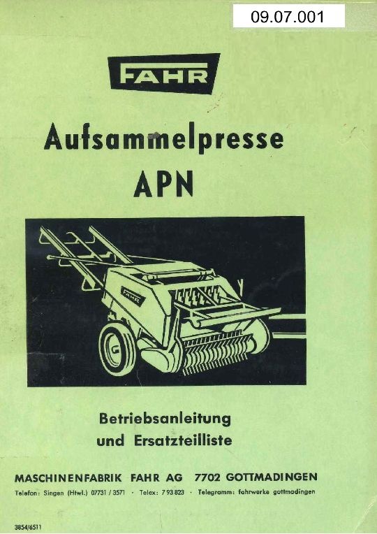 Aufsammelpresse APN (Ausstellung und Archiv des Vereins FAHR-Schlepper-Freunde CC BY-NC-SA)