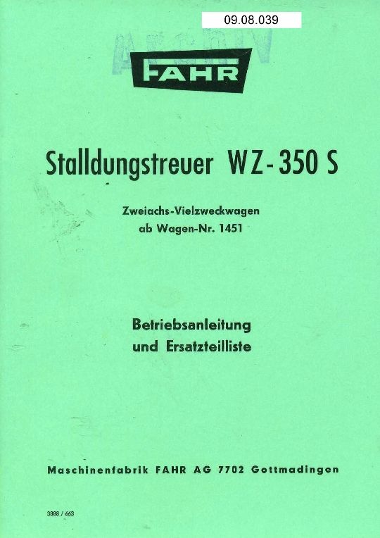 Stalldungstreuer WZ 350 S (Ausstellung und Archiv des Vereins FAHR-Schlepper-Freunde CC BY-NC-SA)