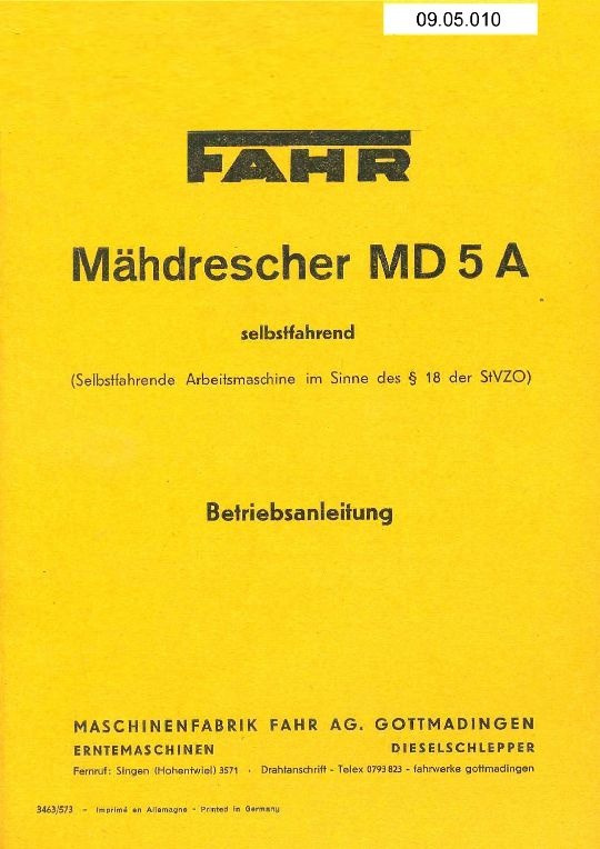 Mähdrescher MD 5 A (Ausstellung und Archiv des Vereins FAHR-Schlepper-Freunde CC BY-NC-SA)