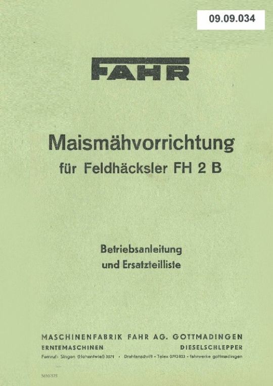 Maismähvorrichtung für FH 2 B (Ausstellung und Archiv des Vereins FAHR-Schlepper-Freunde CC BY-NC-SA)