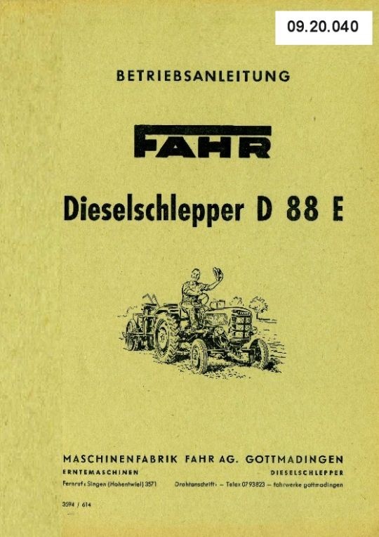 Schlepper D 88 E (Ausstellung und Archiv des Vereins FAHR-Schlepper-Freunde CC BY-NC-SA)