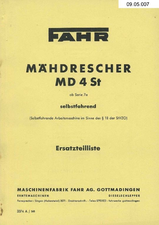 Mähdrescher MD 4 St (Ausstellung und Archiv des Vereins FAHR-Schlepper-Freunde CC BY-NC-SA)