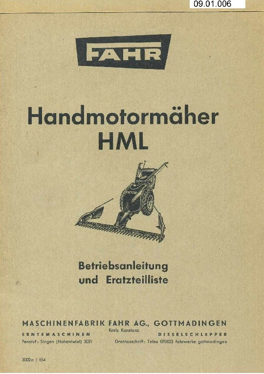 Handmotormäher HML (Ausstellung und Archiv des Vereins FAHR-Schlepper-Freunde CC BY-NC-SA)