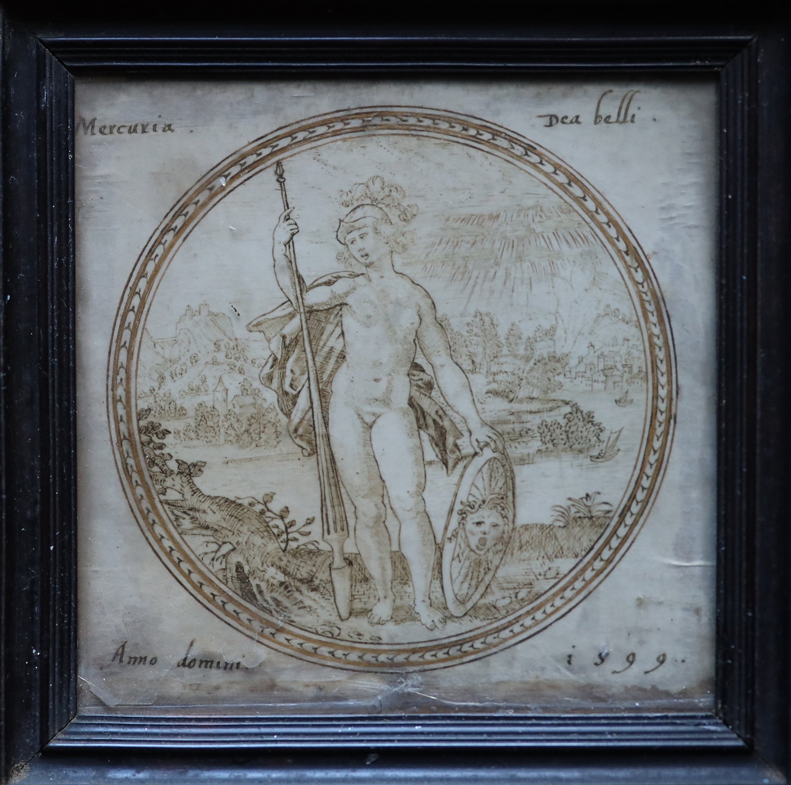 Rundbild mit Minerva vor einer Flußlandschaft ("Mercuria Dea belli") (Stift Heiligenkreuz CC BY-NC-SA)