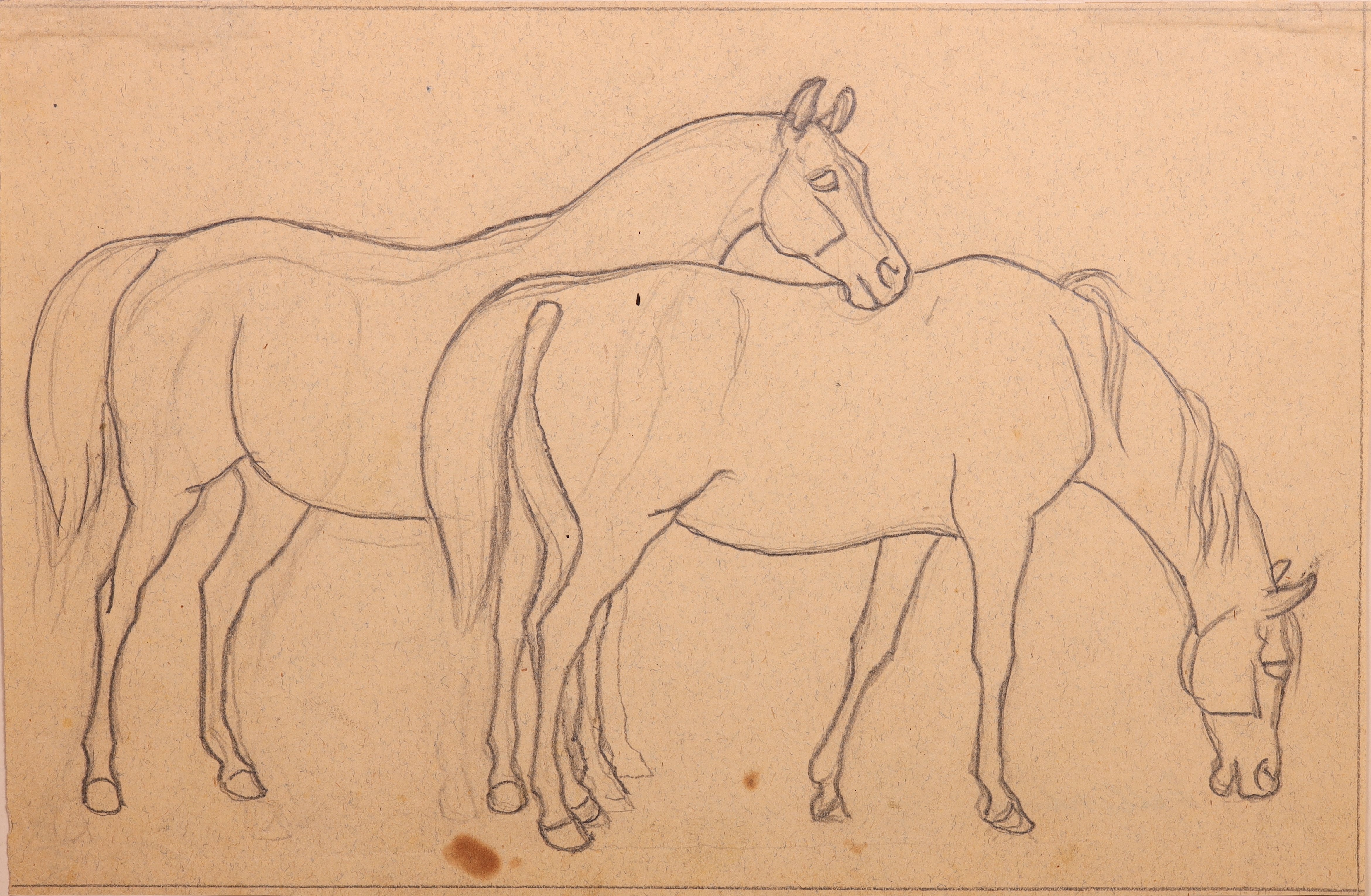 Zwei stehende Pferde, nach rechts (Stift Heiligenkreuz CC BY-NC-SA)